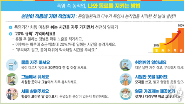 온열질환 막으려면 ‘물, 그늘, 휴식’ 3대 수칙 지키세요!
